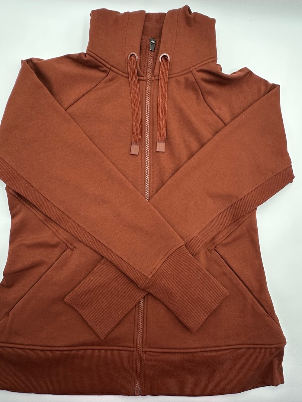 Athleta Triumph Full Zip Hoodie Jacket Rust Orange Brown